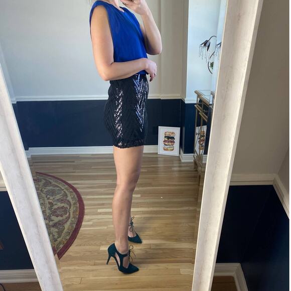 Speechless blue and black sequin mini dress medium - Picture 3 of 10